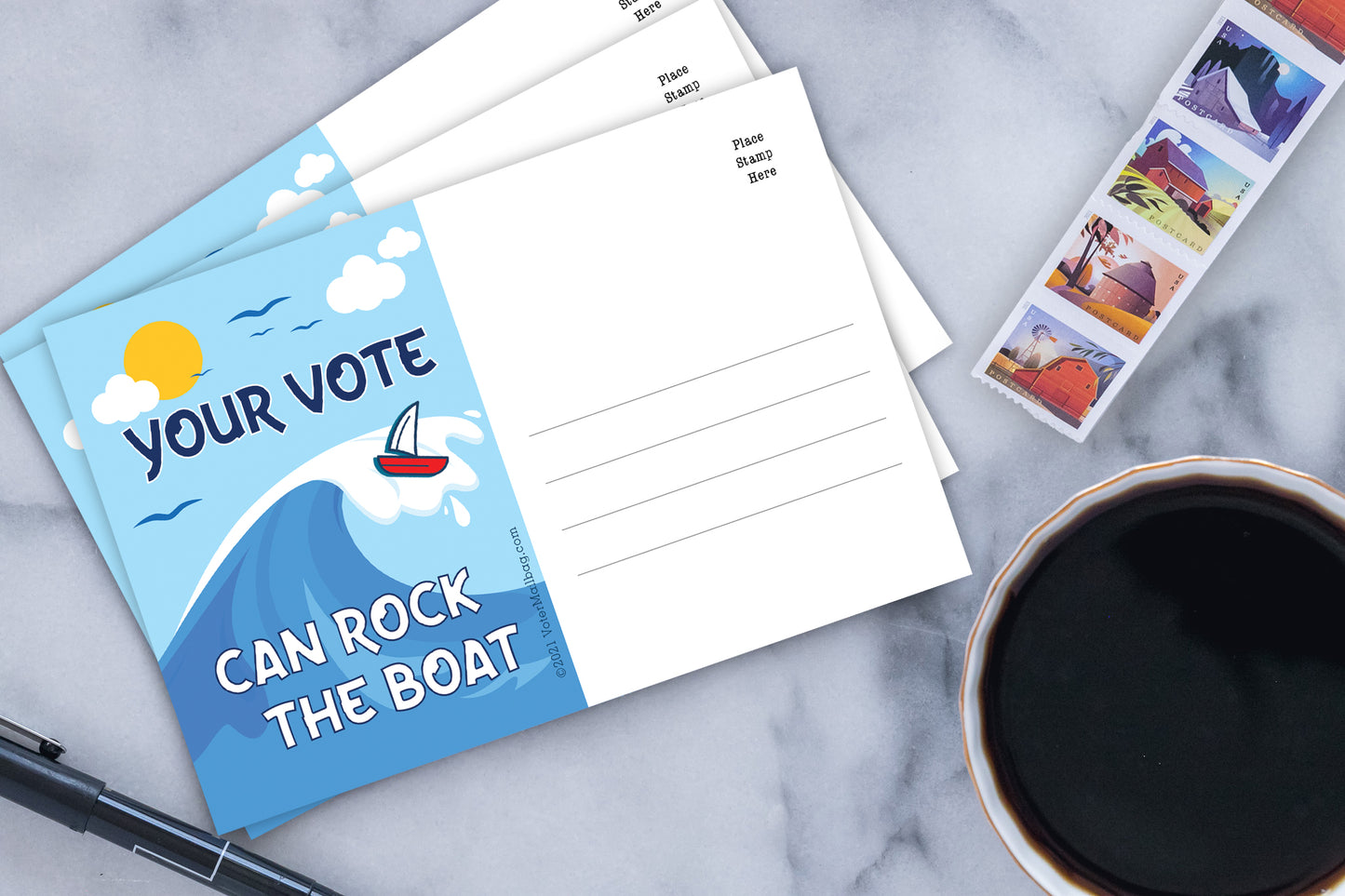 Blue Wave Blank 4x6 Voter Postcards (100 Pack)