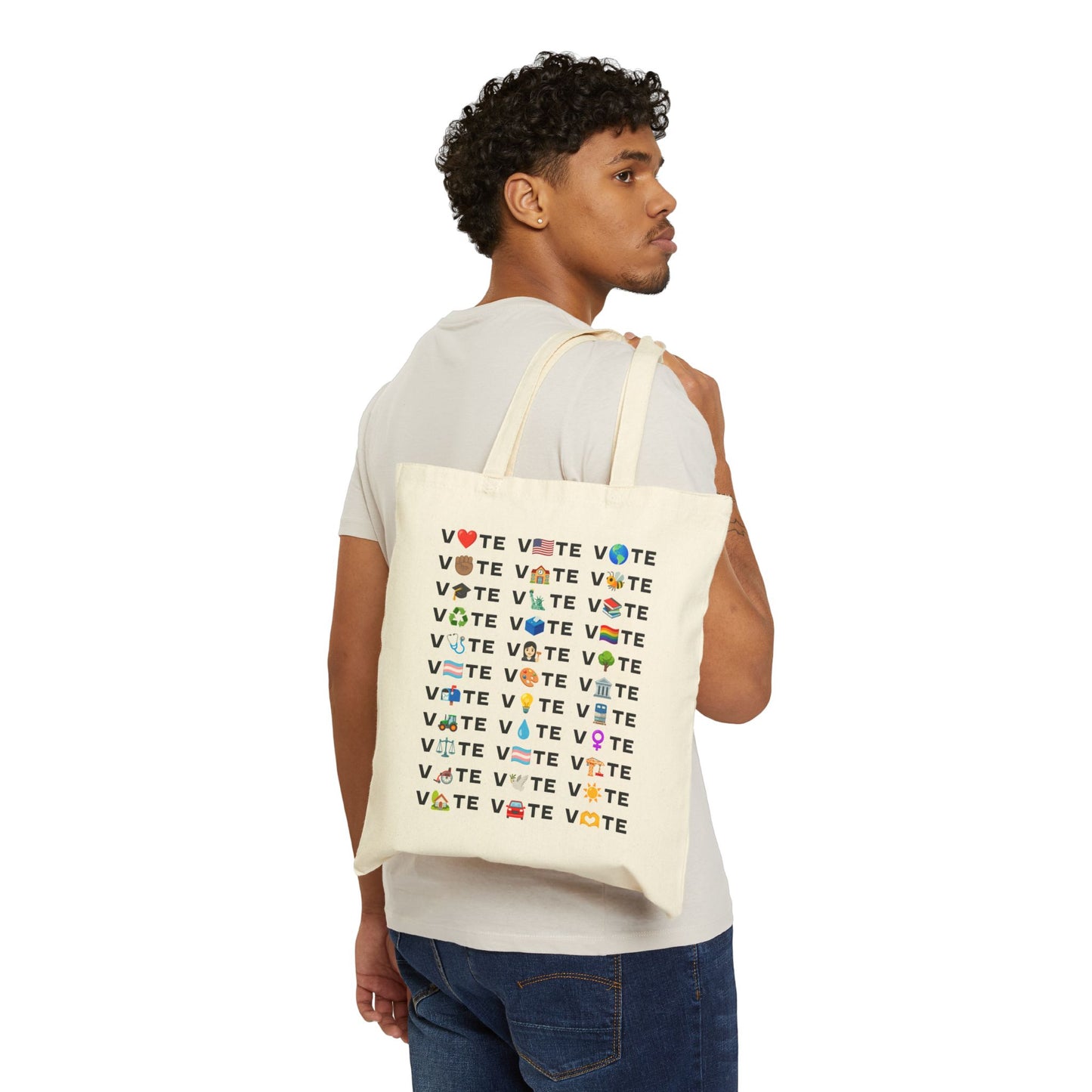 Vote Emoji Cotton Canvas Tote Bag