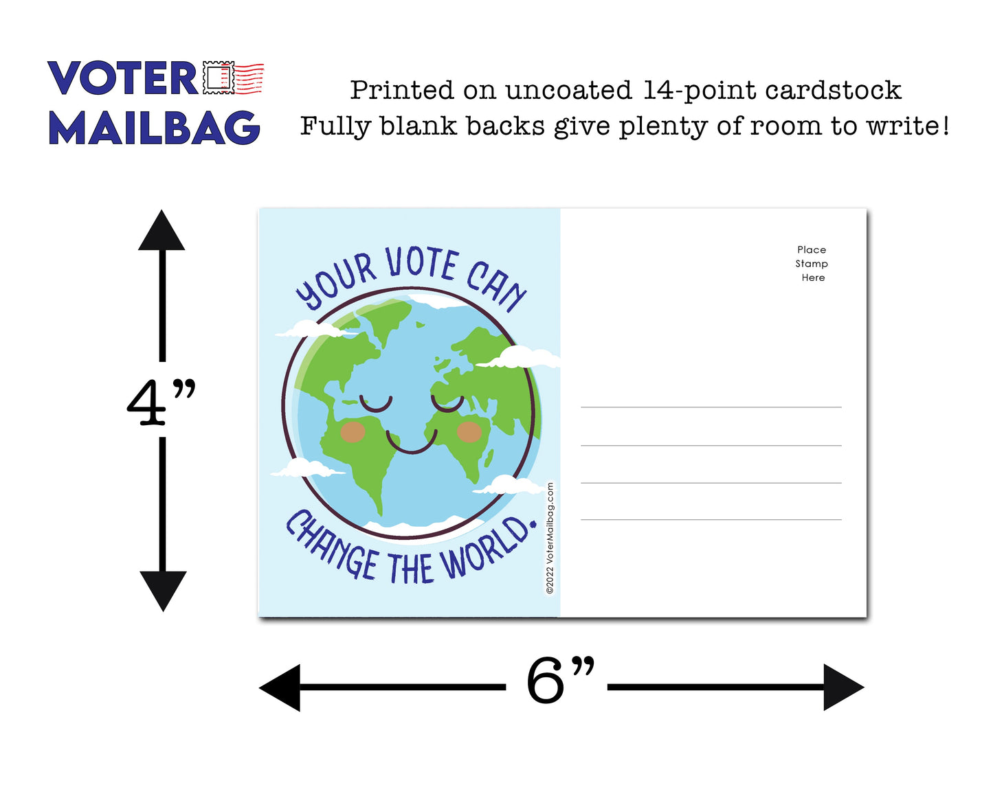 *GLOSSY* Change The World Blank 4x6 Voter Postcards (50 Pack)