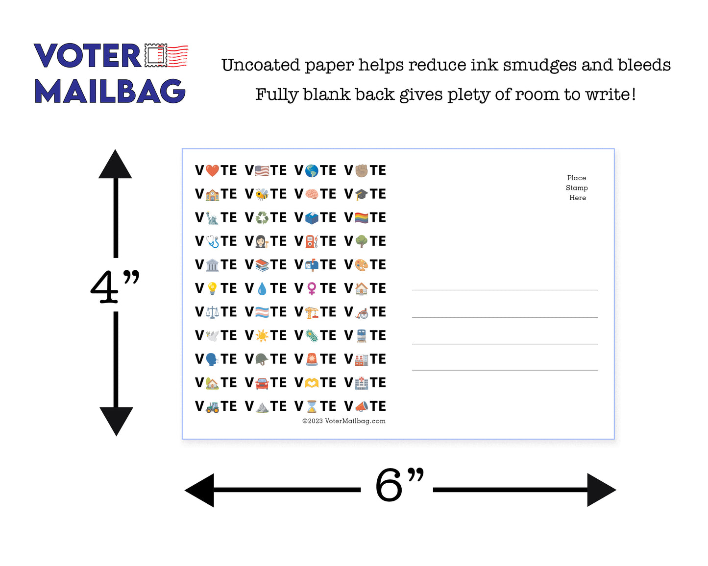 Vote Emoji Blank 4x6 Voter Postcards (100 Pack)