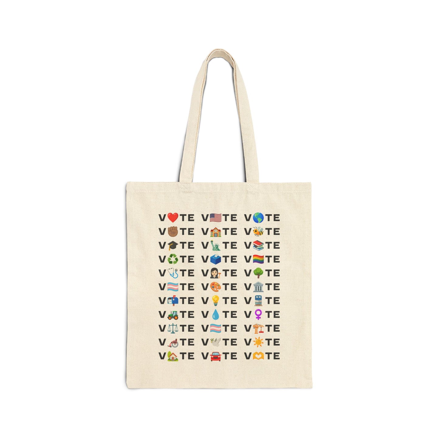 Vote Emoji Cotton Canvas Tote Bag