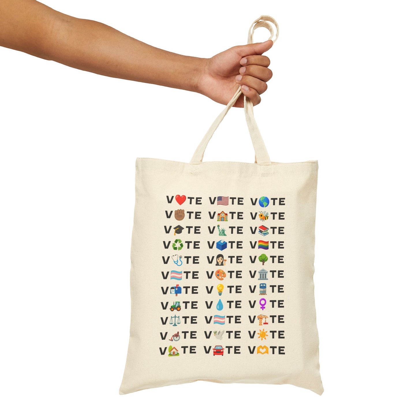 Vote Emoji Cotton Canvas Tote Bag