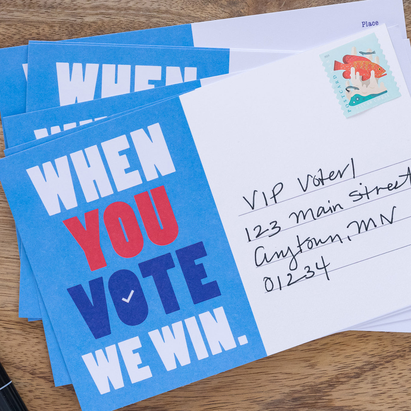 When You Vote We Win Blank 4x6 Voter Postcards (100 Pack)