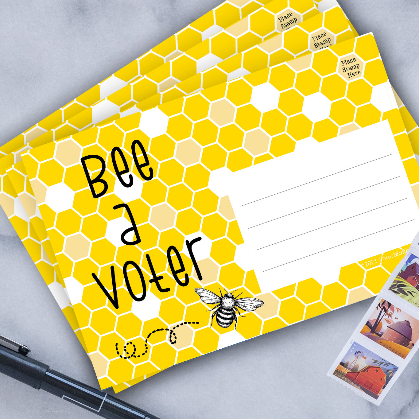 Bee A Voter Blank 4x6 Voter Postcard (100 Pack)