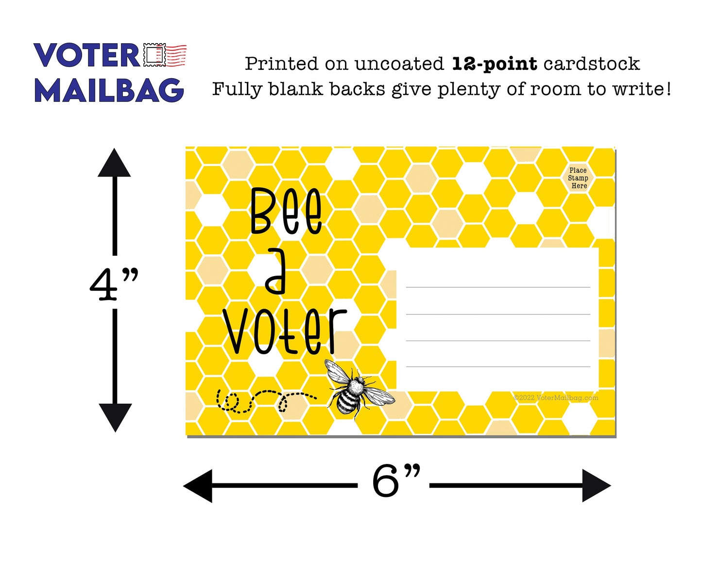 Bee A Voter Blank 4x6 Voter Postcard (50 Pack)