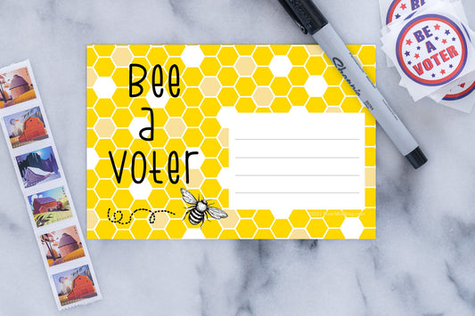 Bee A Voter Blank 4x6 Voter Postcard (50 Pack)