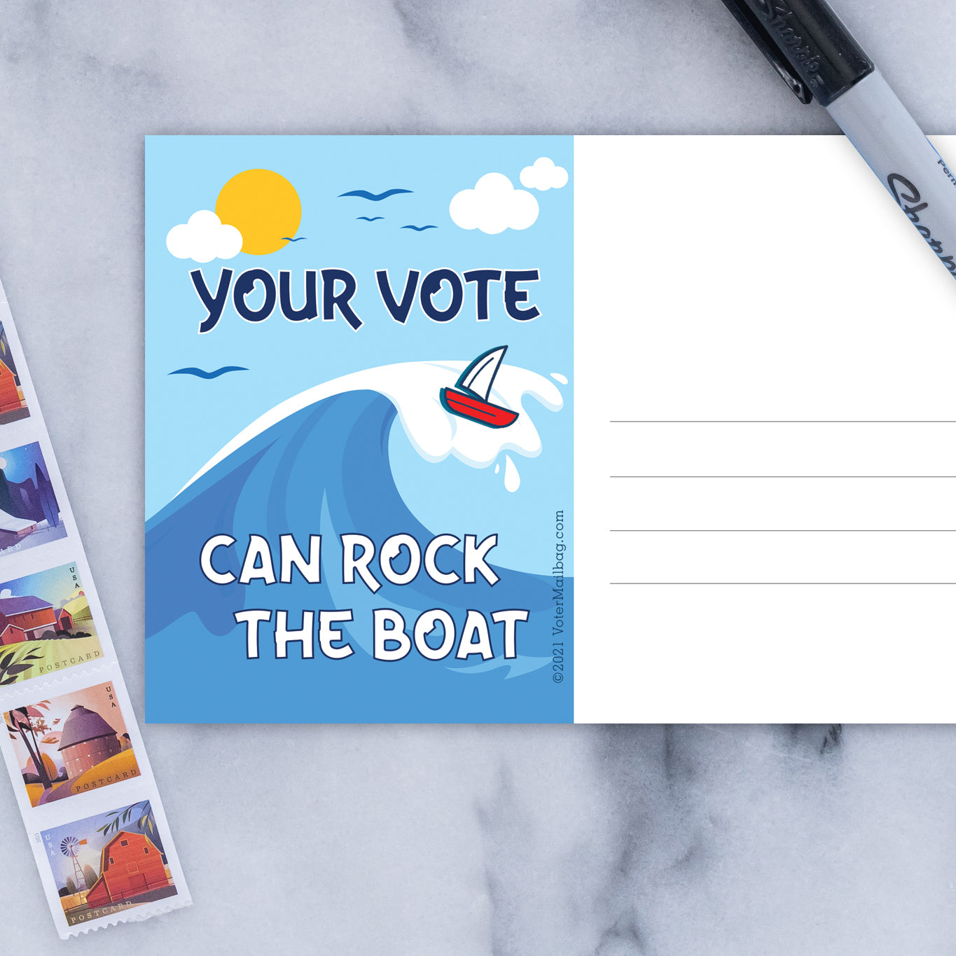Blue Wave Blank 4x6 Voter Postcards (100 Pack)