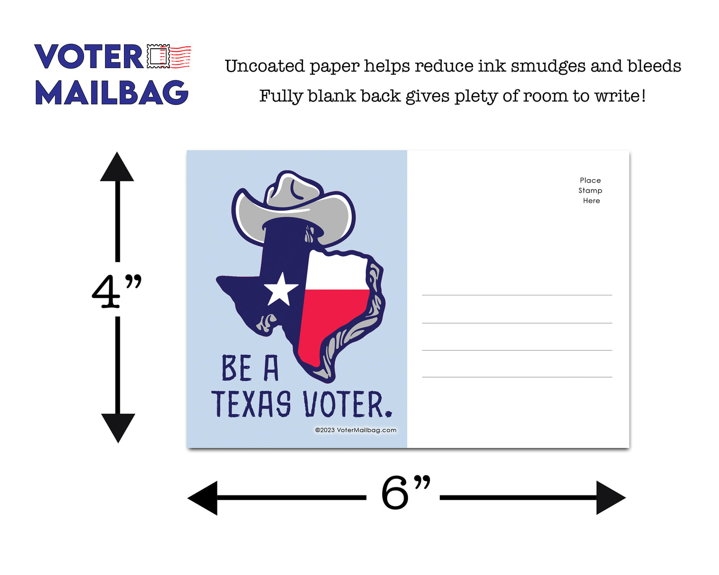 Texas Voter Postcards - Blank 4x6 Voter Postcards (50 Pack)