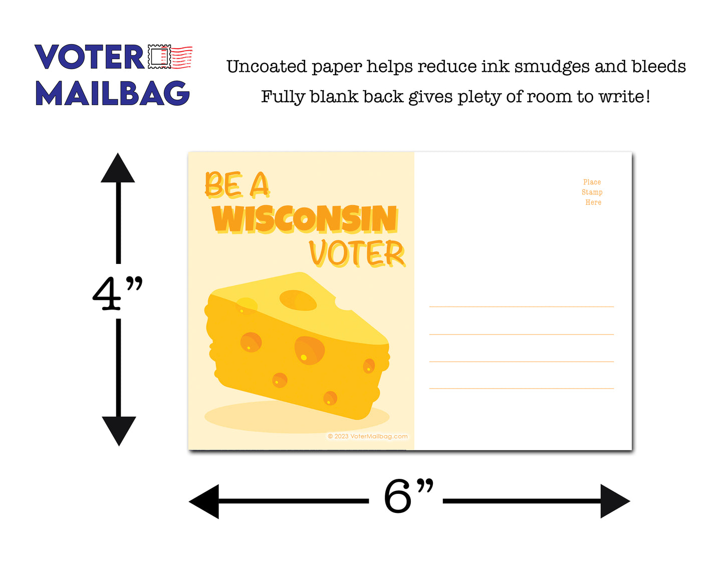 Wisconsin Voter Postcards - Blank 4x6 Voter Postcards (50 Pack)