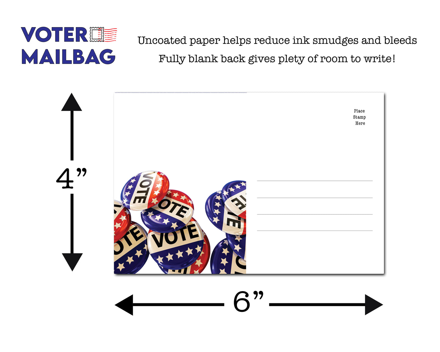 Vote Buttons 4x6 Postcards (50 Pack)
