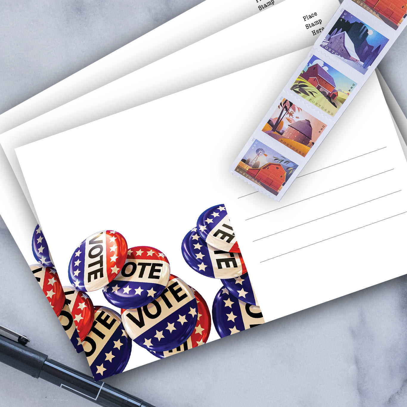 Vote Buttons 4x6 Postcards (50 Pack)