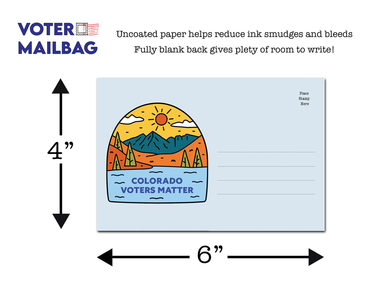 Colorado Voter Postcards - Blank 4x6 Voter Postcards (100 Pack)