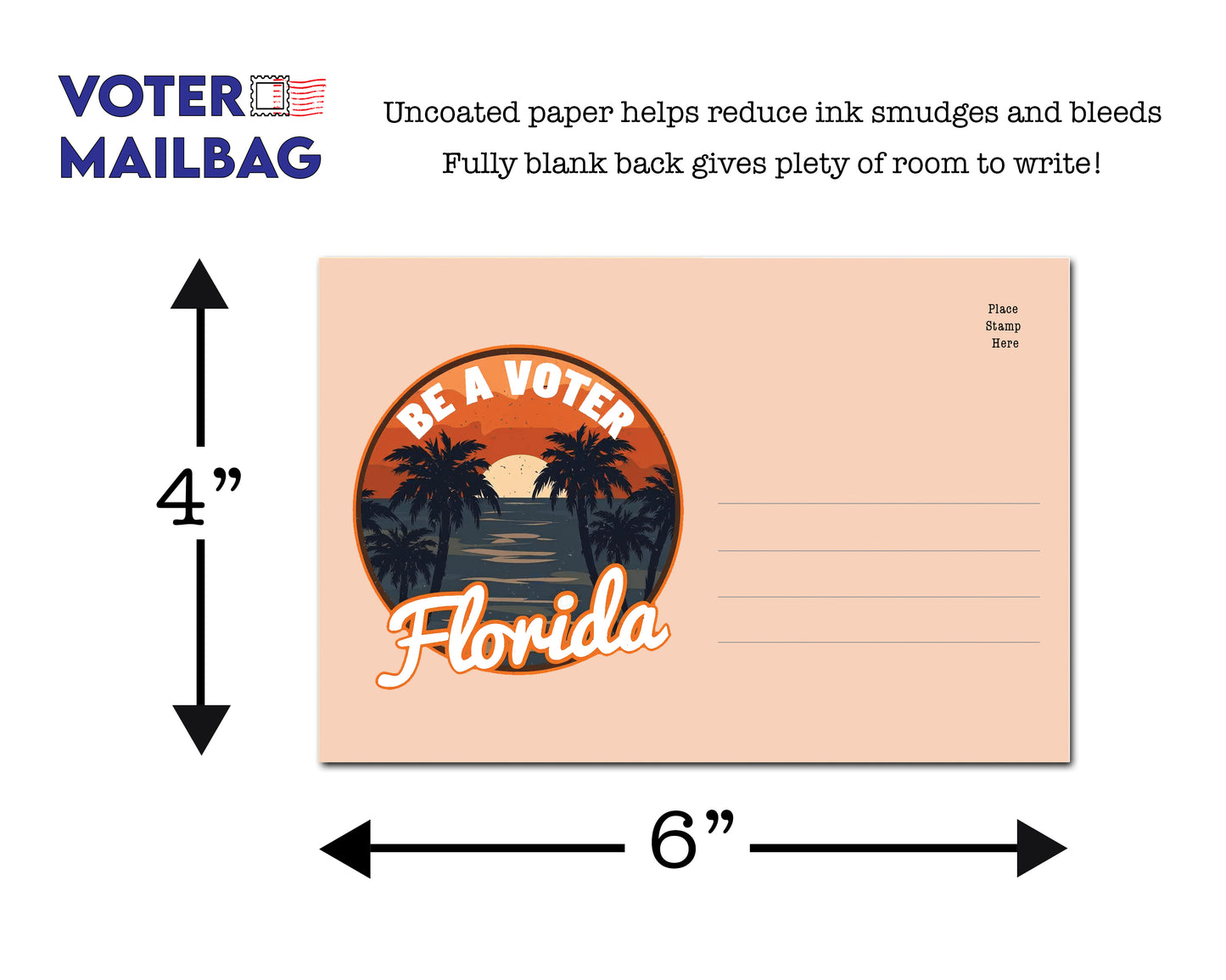 Florida Voter Postcards - Blank 4x6 Voter Postcards (100 Pack)