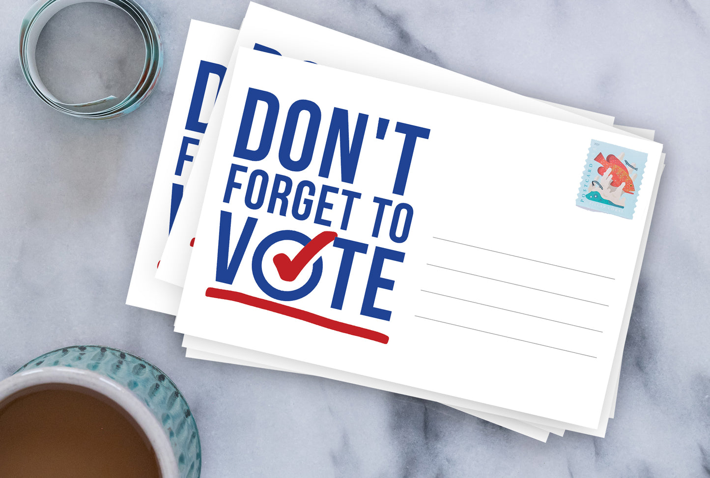 Don't Forget to Vote Postcards - Blank 4x6 Voter Postcards (100 Pack)