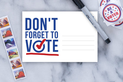 Don't Forget to Vote Postcards - Blank 4x6 Voter Postcards (100 Pack)