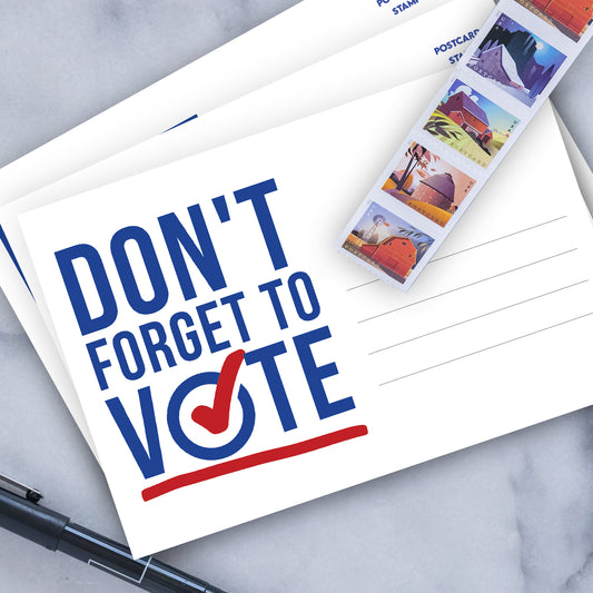 Don't Forget to Vote Postcards - Blank 4x6 Voter Postcards (50 Pack)