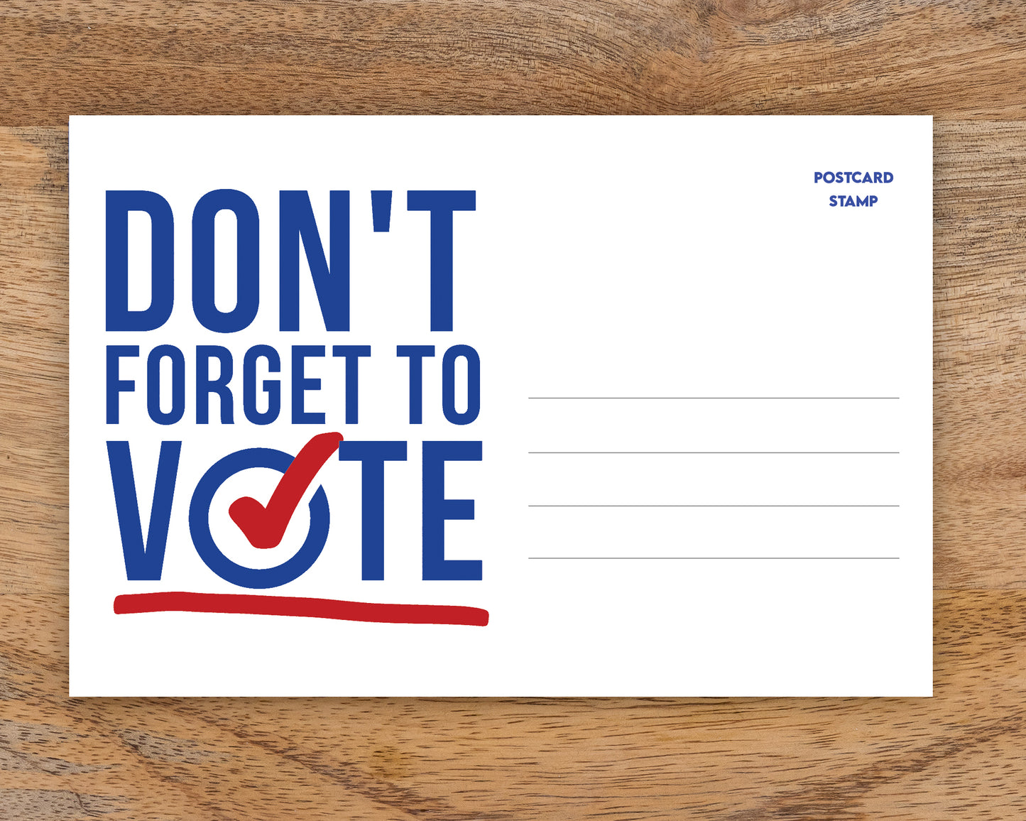 Don't Forget to Vote Postcards - Blank 4x6 Voter Postcards (100 Pack)