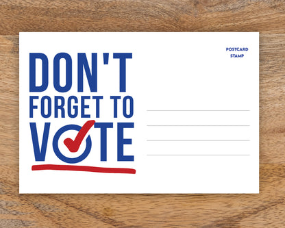 Don't Forget to Vote Postcards - Blank 4x6 Voter Postcards (100 Pack)
