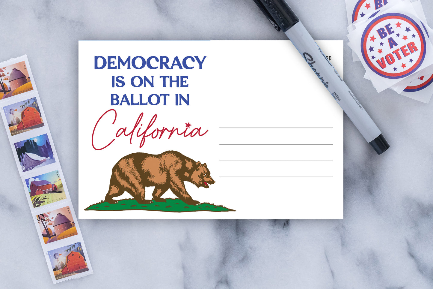 California Voter Postcards - Blank 4x6 Voter Postcards (100 Pack)