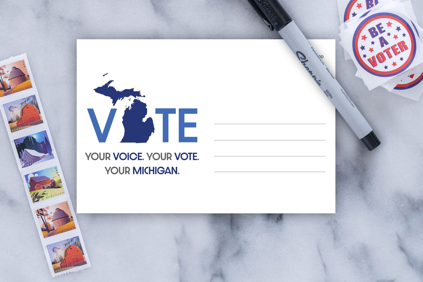 Michigan Voter Postcards - Blank 4x6 Voter Postcards (100 Pack)